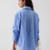 Oversize-Bluse aus Bio-Baumwollpopeline mit gerafften Ärmeln