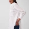 Oversize-Bluse aus Bio-Baumwollpopeline mit gerafften Ärmeln
