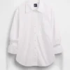 Oversize-Bluse aus Bio-Baumwollpopeline mit gerafften Ärmeln