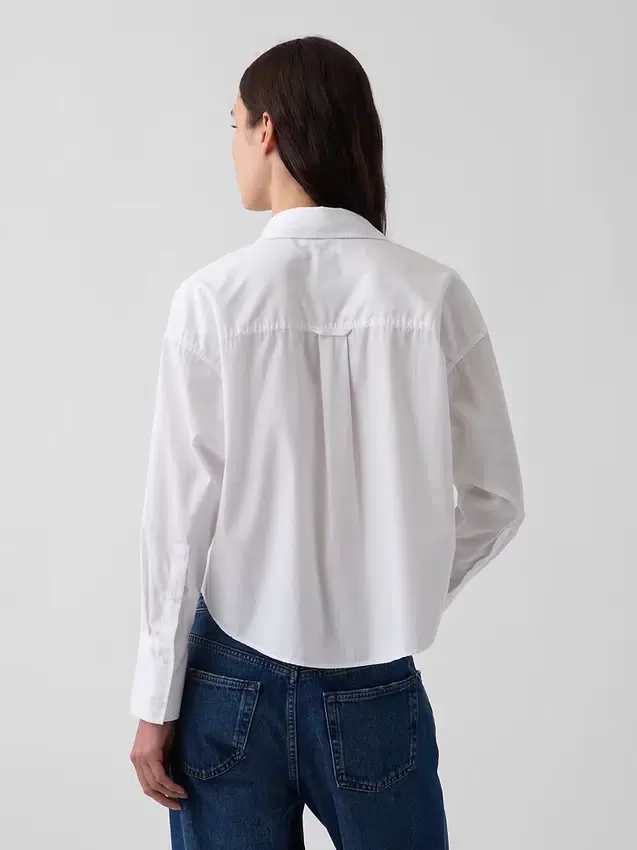Oversize-Crop-Hemd aus Bio-Baumwollpopeline