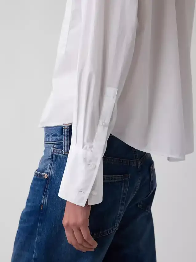 Oversize-Crop-Hemd aus Bio-Baumwollpopeline