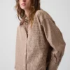Oversize-Crop-Hemd aus Bio-Baumwollpopeline