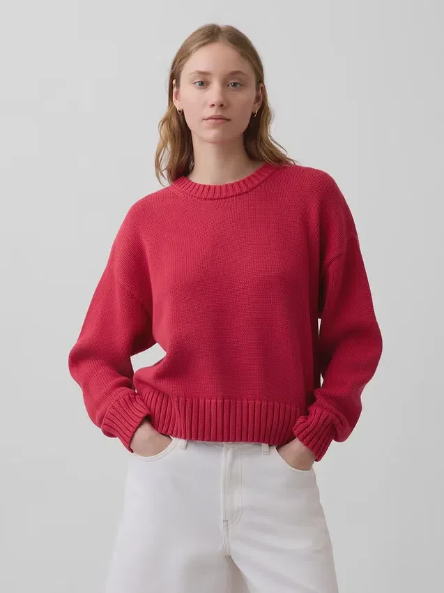 Oversize-Crop-Pullover aus 100 % Baumwolle