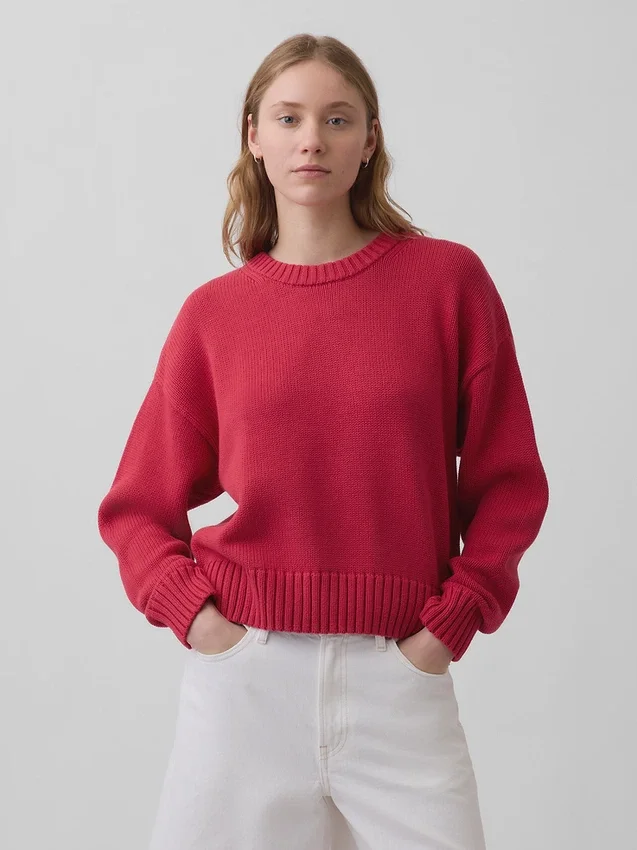 Oversize-Crop-Pullover aus 100 % Baumwolle