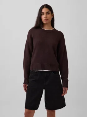 Oversize-Crop-Pullover aus 100 % Baumwolle