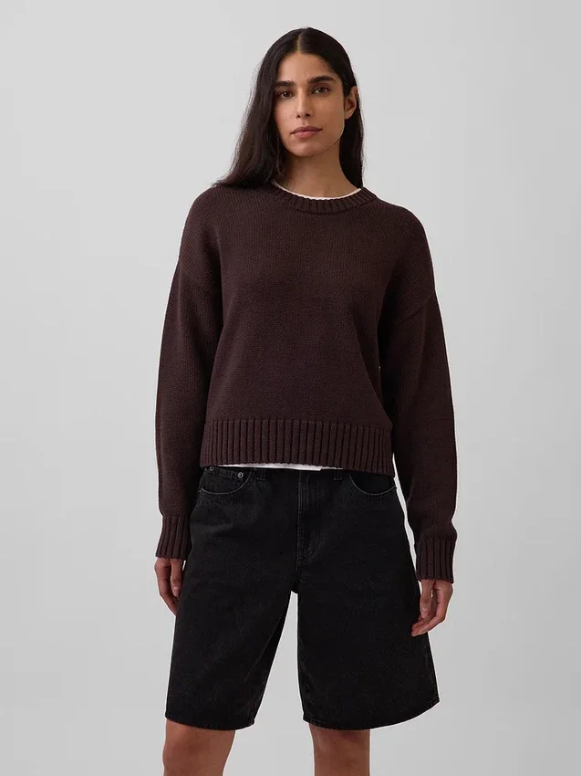 Oversize-Crop-Pullover aus 100 % Baumwolle