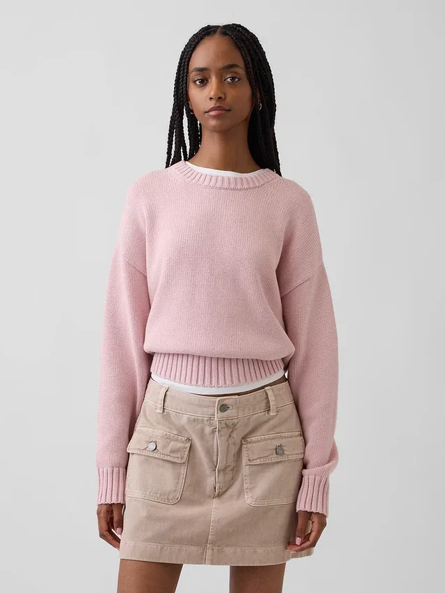 Oversize-Crop-Pullover aus 100 % Baumwolle