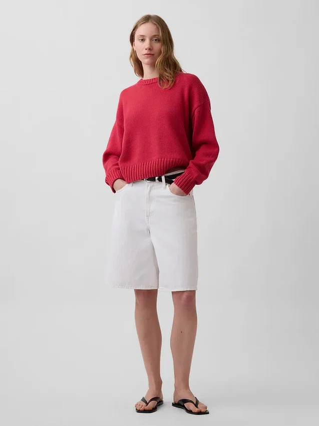 Oversize-Crop-Pullover aus 100 % Baumwolle