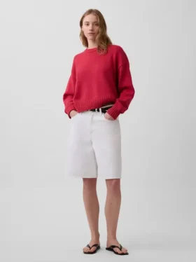 Oversize-Crop-Pullover aus 100 % Baumwolle