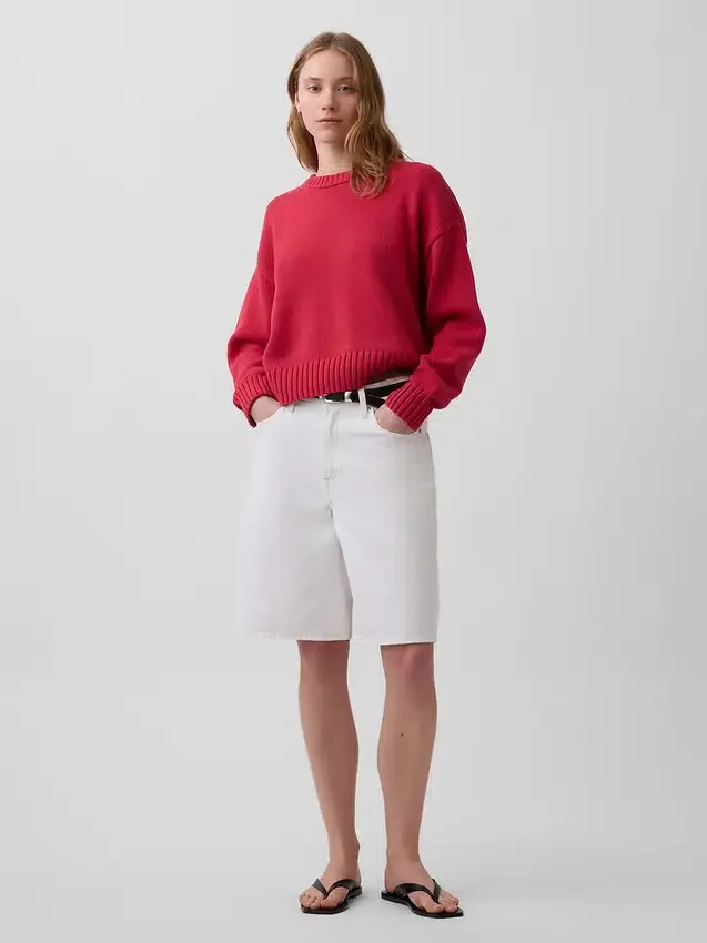 Oversize-Crop-Pullover aus 100 % Baumwolle