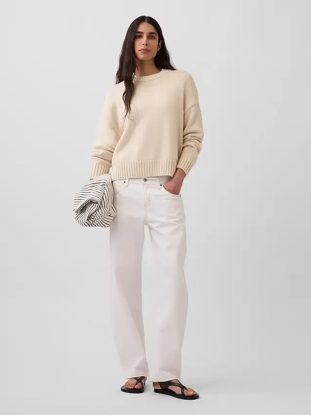 Oversize-Crop-Pullover aus 100 % Baumwolle