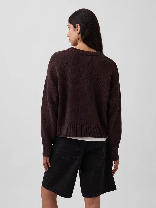 Oversize-Crop-Pullover aus 100 % Baumwolle