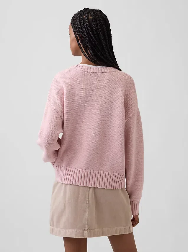 Oversize-Crop-Pullover aus 100 % Baumwolle