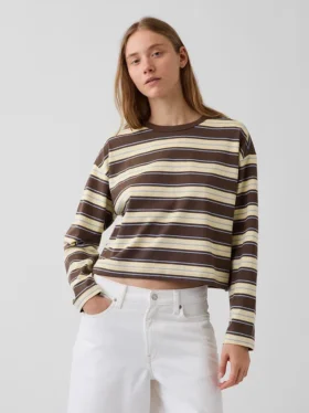 Oversize-Crop-T-Shirt aus Strick