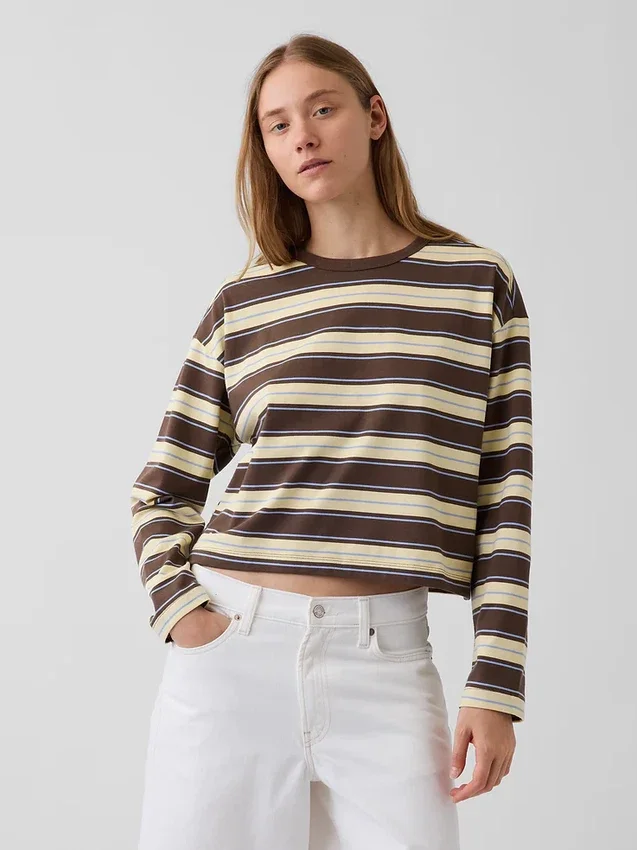 Oversize-Crop-T-Shirt aus Strick