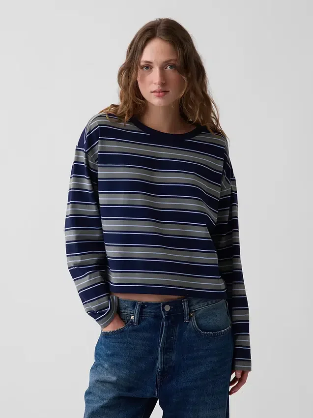 Oversize-Crop-T-Shirt aus Strick