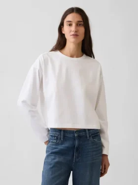 Oversize-Crop-T-Shirt aus Strick