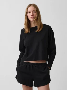 Oversize-Crop-T-Shirt aus Strick