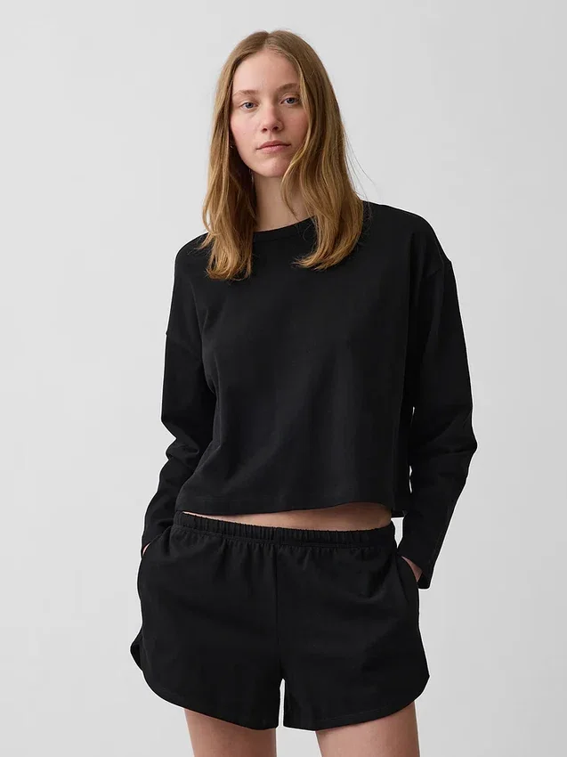 Oversize-Crop-T-Shirt aus Strick