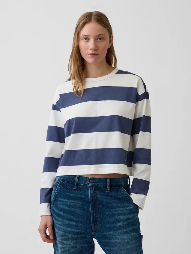 Oversize-Crop-T-Shirt aus Strick