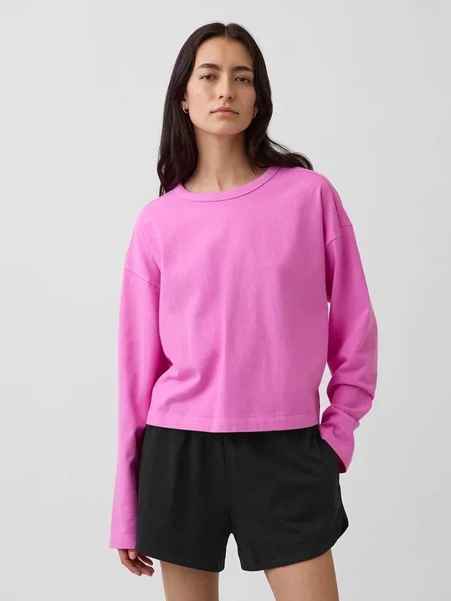 Oversize-Crop-T-Shirt aus Strick