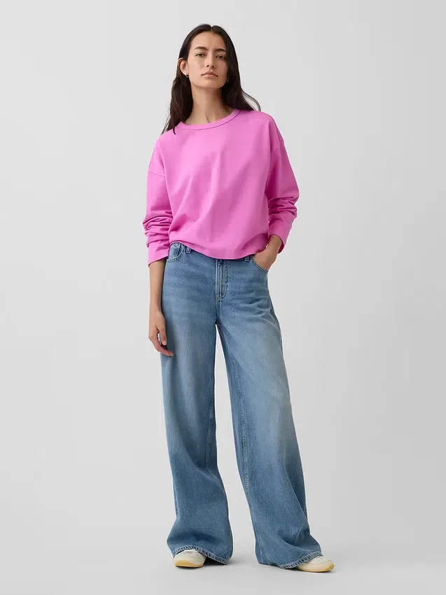 Oversize-Crop-T-Shirt aus Strick
