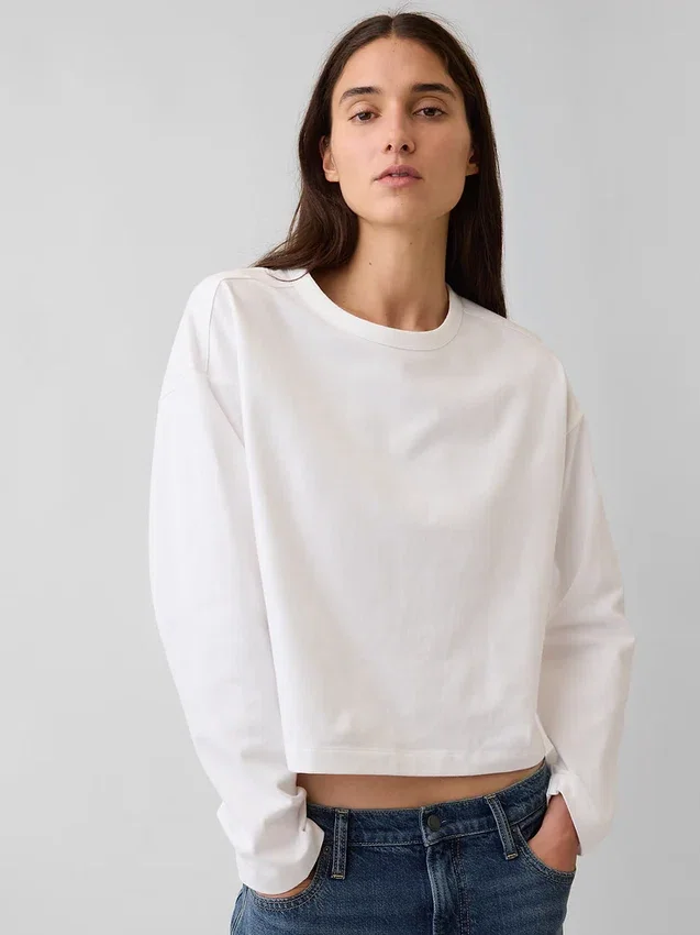 Oversize-Crop-T-Shirt aus Strick