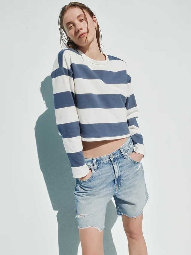 Oversize-Crop-T-Shirt aus Strick