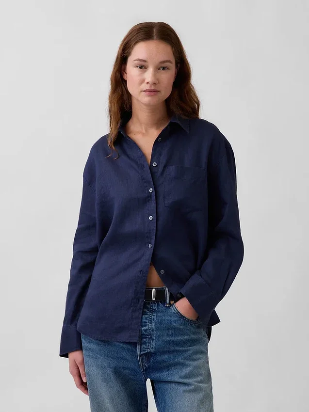 Oversize-Hemd aus 100 % Leinen