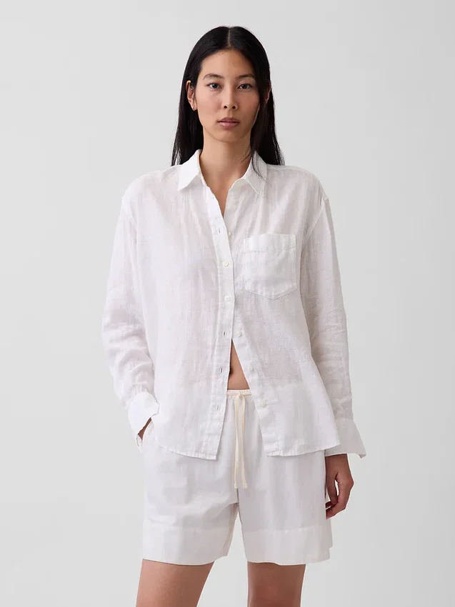 Oversize-Hemd aus 100 % Leinen