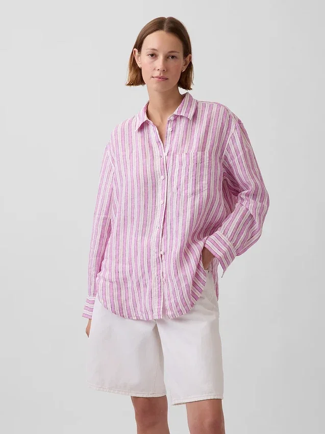 Oversize-Hemd aus 100 % Leinen