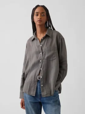 Oversize-Hemd aus 100 % Leinen