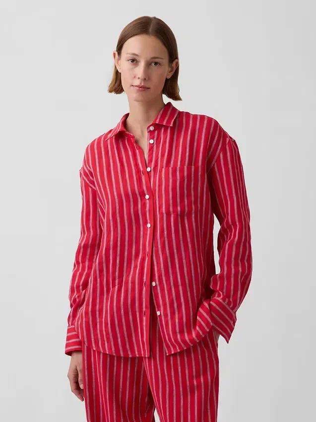 Oversize-Hemd aus 100 % Leinen