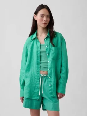 Oversize-Hemd aus 100 % Leinen