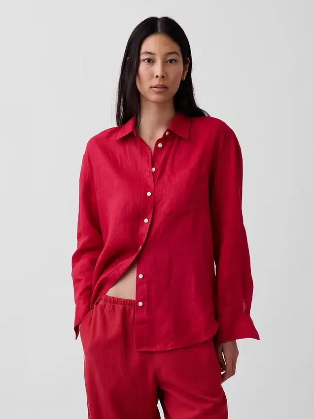 Oversize-Hemd aus 100 % Leinen