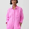 Oversize-Hemd aus 100 % Leinen