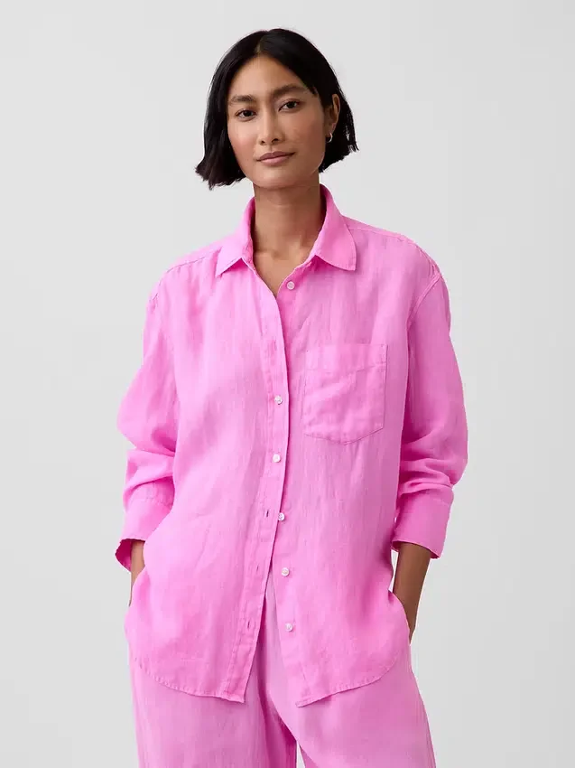 Oversize-Hemd aus 100 % Leinen