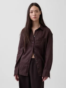 Oversize-Hemd aus 100 % Leinen