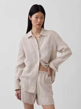 Oversize-Hemd aus 100 % Leinen