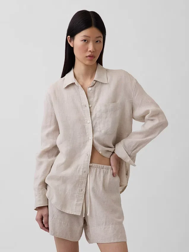 Oversize-Hemd aus 100 % Leinen