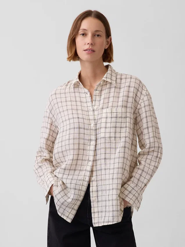 Oversize-Hemd aus 100 % Leinen