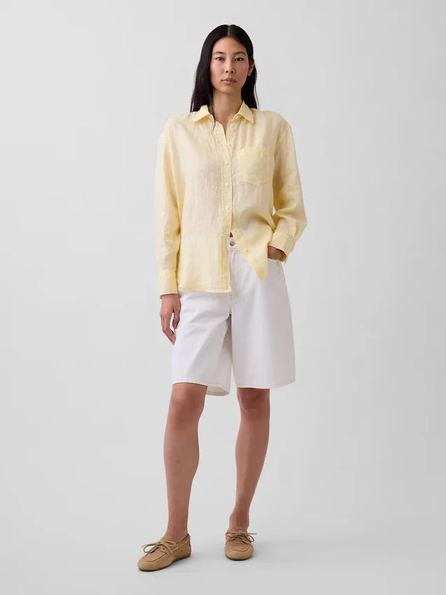 Oversize-Hemd aus 100 % Leinen