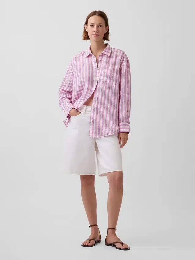 Oversize-Hemd aus 100 % Leinen
