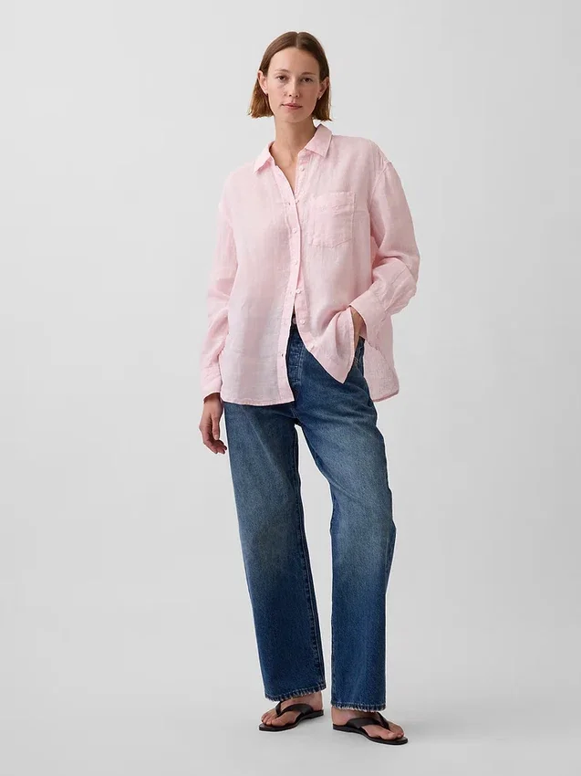 Oversize-Hemd aus 100 % Leinen