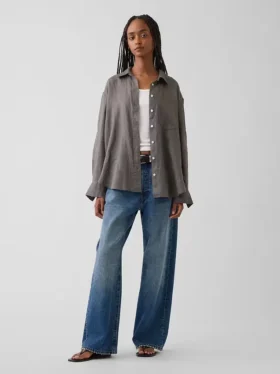 Oversize-Hemd aus 100 % Leinen