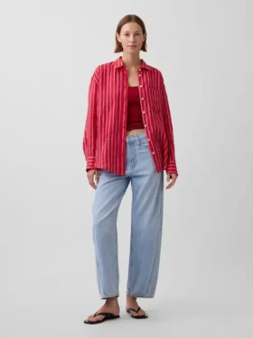 Oversize-Hemd aus 100 % Leinen