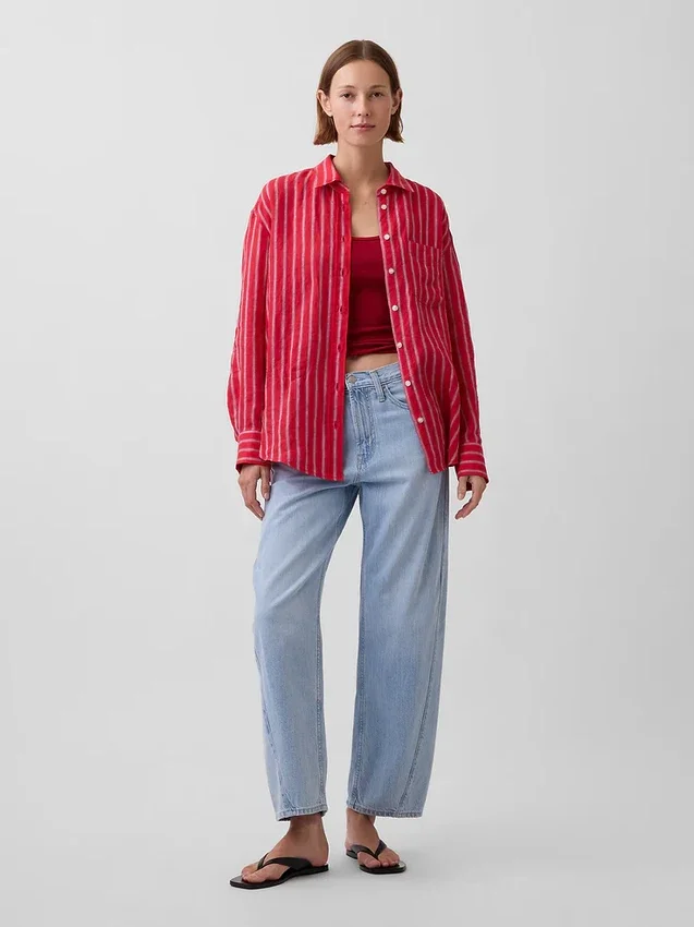 Oversize-Hemd aus 100 % Leinen