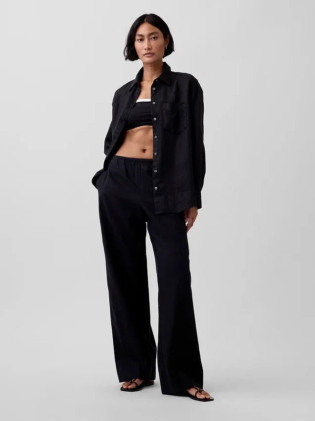 Oversize-Hemd aus 100 % Leinen