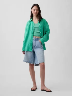 Oversize-Hemd aus 100 % Leinen