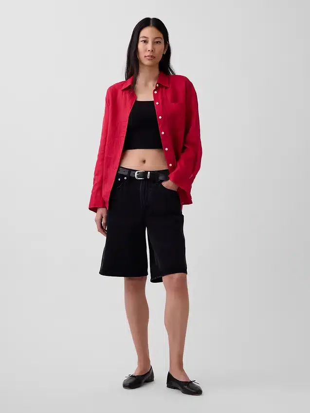 Oversize-Hemd aus 100 % Leinen